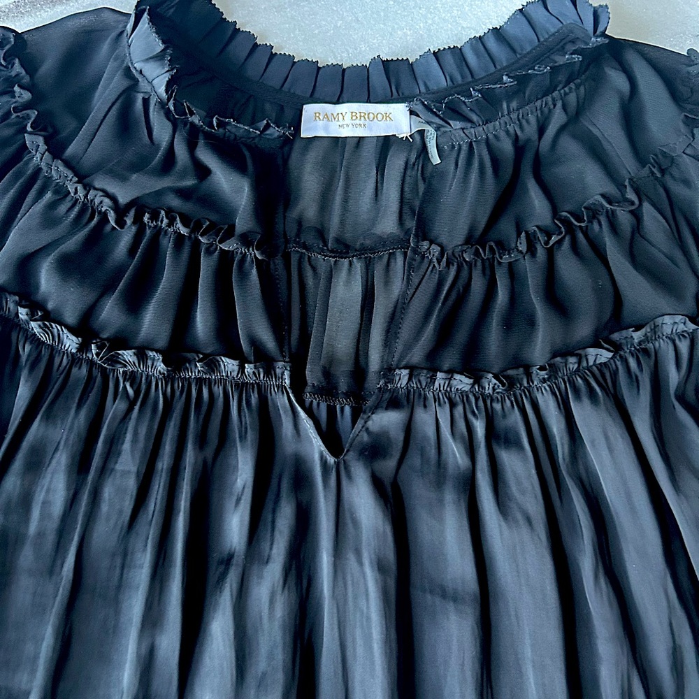 Silk black Ramy Brooke poets blouse never worn.